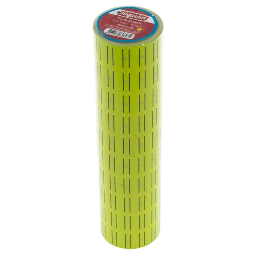 Bigpoint Etiket, İz Bırakmaz, Uzun Ömürlü,6000 Etiket,600x10 Rulo,Sarı - 1