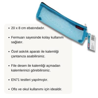 Bigpoint File Kalemlik, Askılıklı, Geniş Hazne, Çantaya Asılır,Mavi - 3