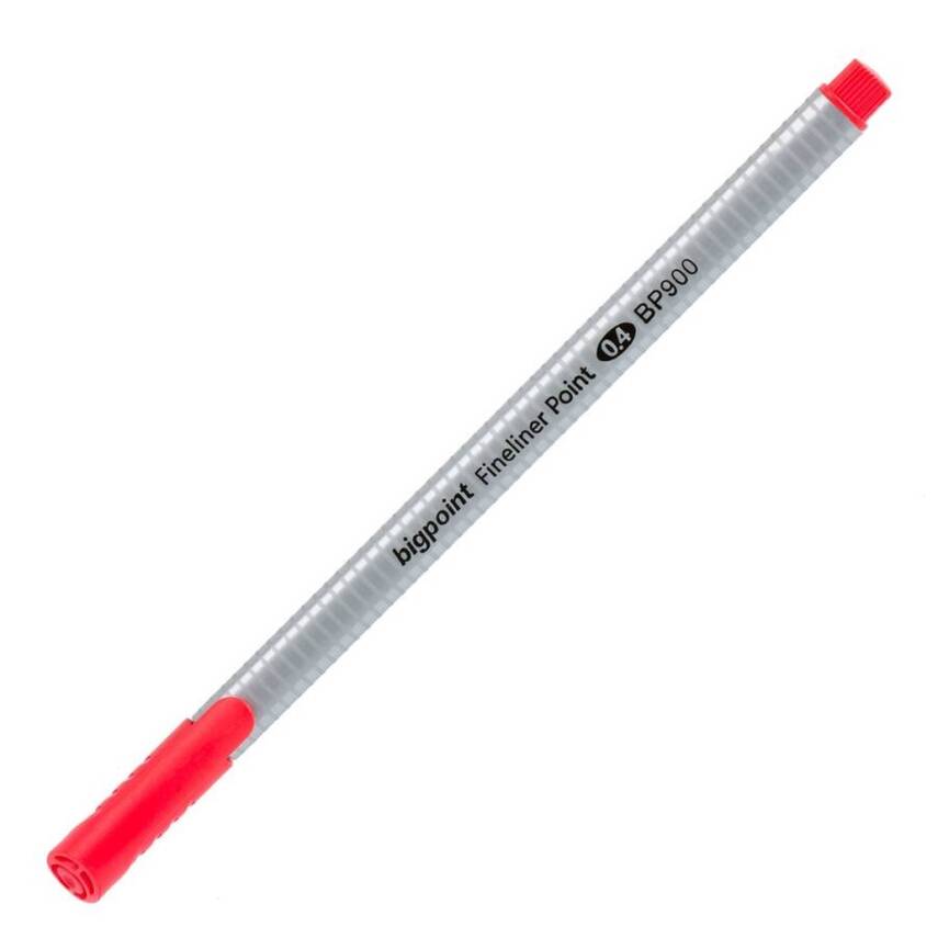 Bigpoint Fineliner Kalem, 0.4 mm Fiber Uç, Kokusuz Su Bazlı, Kırmızı - 1