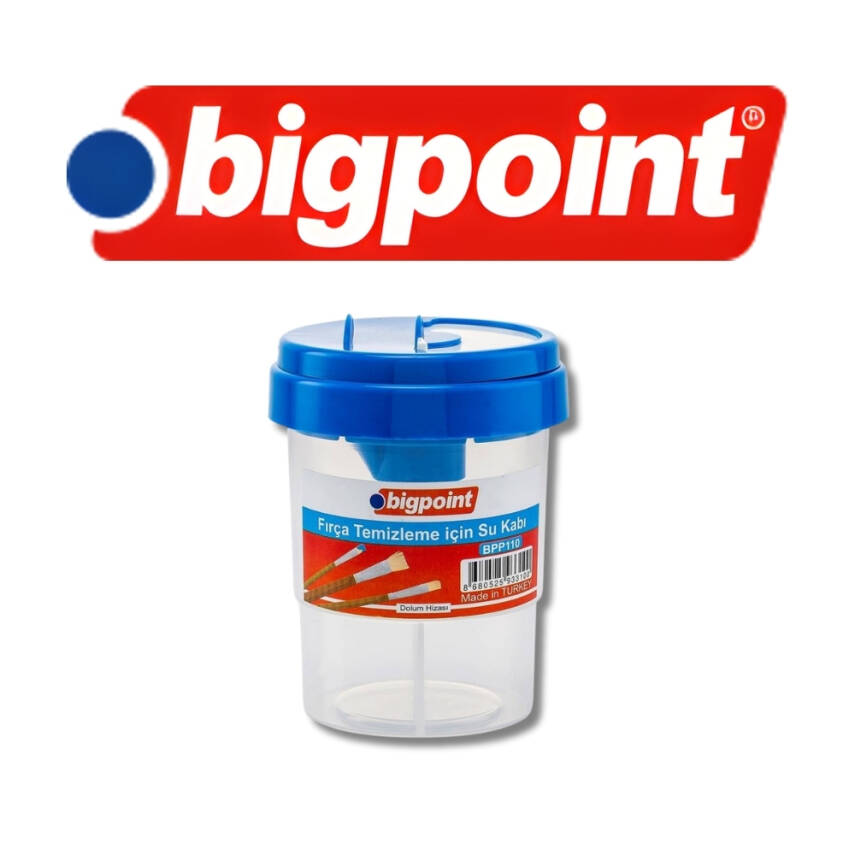 Bigpoint Fırça Yıkama Su Kabı, Dökülmez Kapak, Çift Hazneli, Sulu Boya - 3