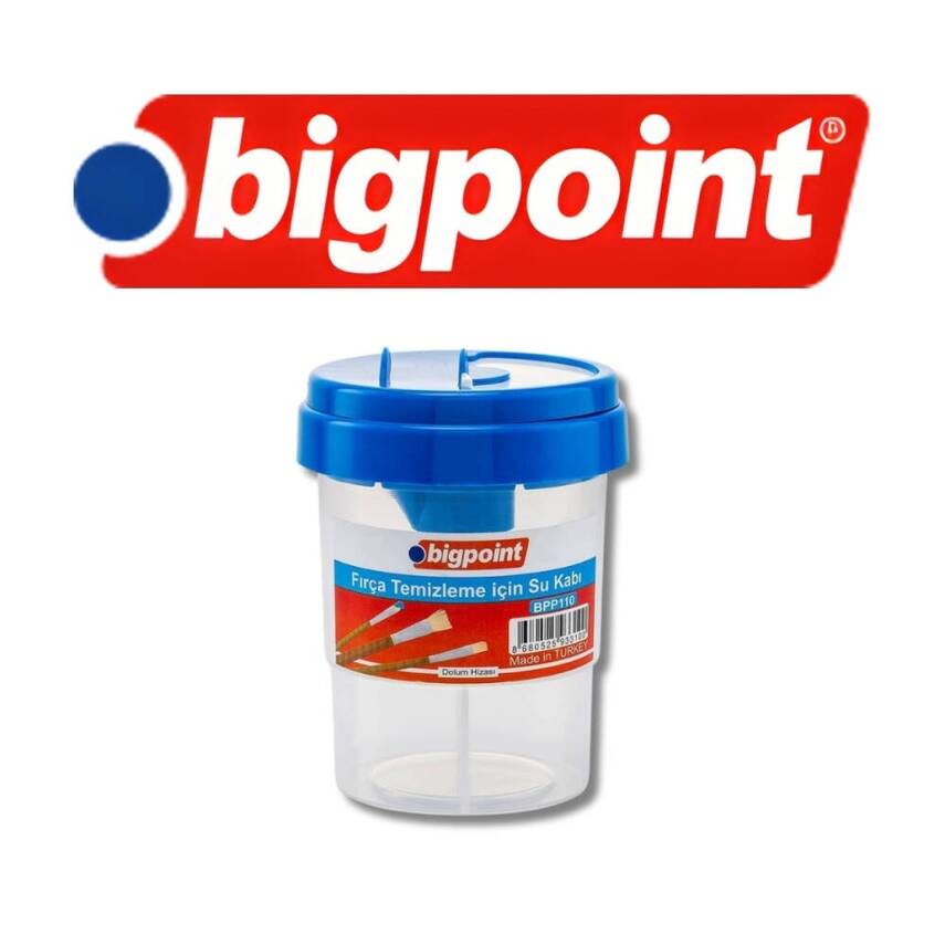 Bigpoint Fırça Yıkama Su Kabı, Dökülmez Kapak, Çift Hazneli, Sulu Boya - 3