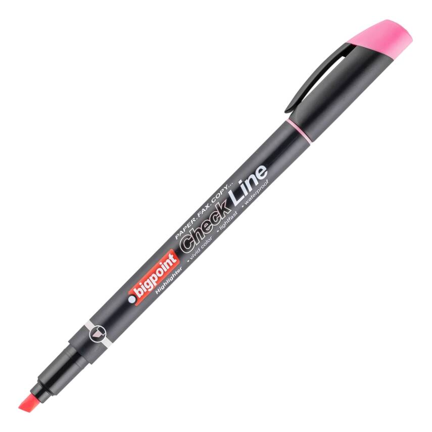 Bigpoint Fosforlu Kalem, Cep Tipi, Su Bazlı, Kurumaya Dayanıklı, Pembe - 1
