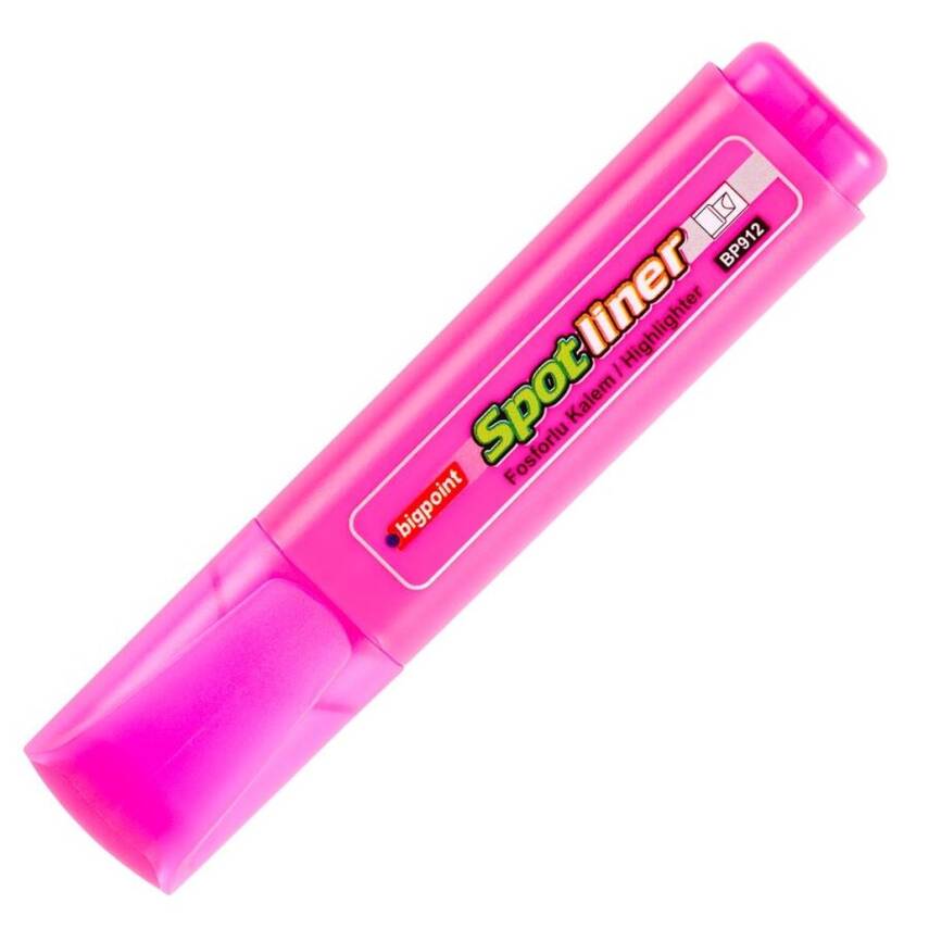 Bigpoint Fosforlu Kalem, Su Bazlı, Kuruma, Silinmeye Dayanıklı, Pembe - 1