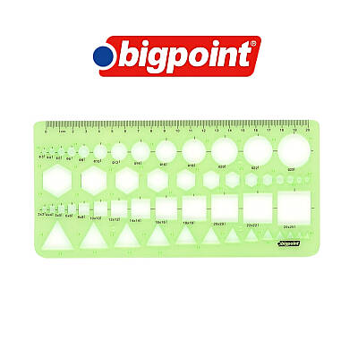 Bigpoint Geometrik Şablon, 13 Şekil, 20 cm Cetvel, Kolay Kırılmaz - 2