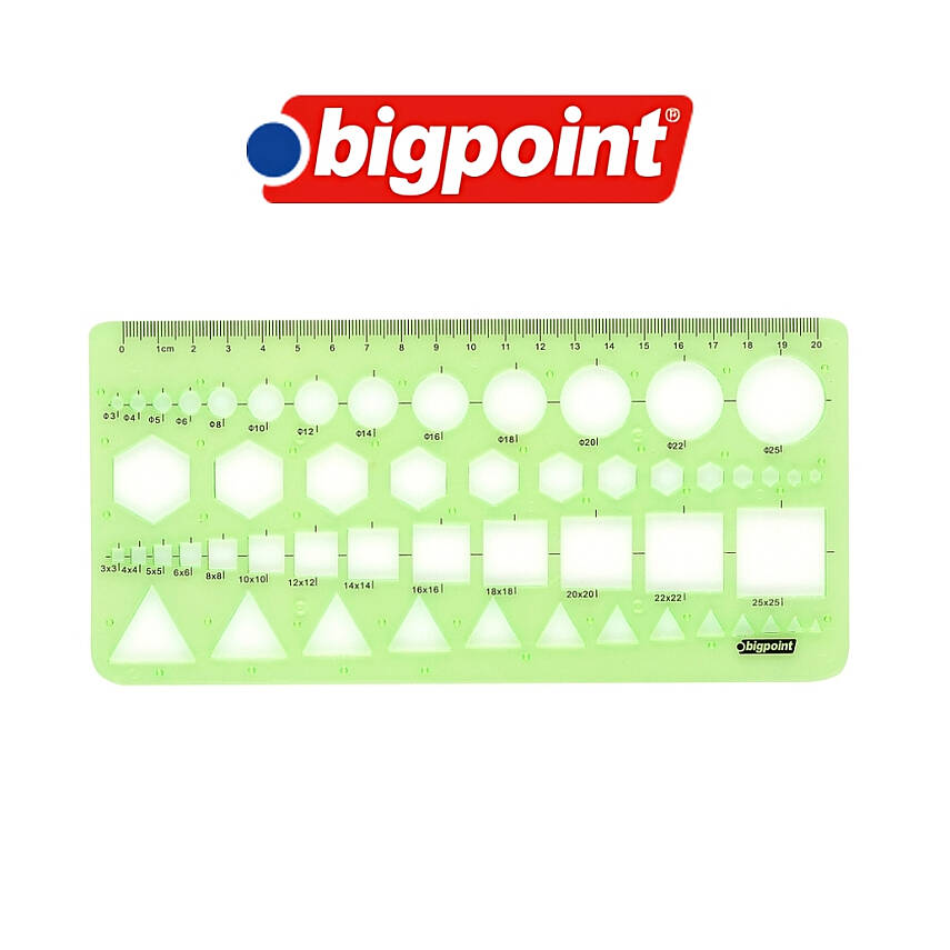 Bigpoint Geometrik Şablon, 13 Şekil, 20 cm Cetvel, Kolay Kırılmaz - 2