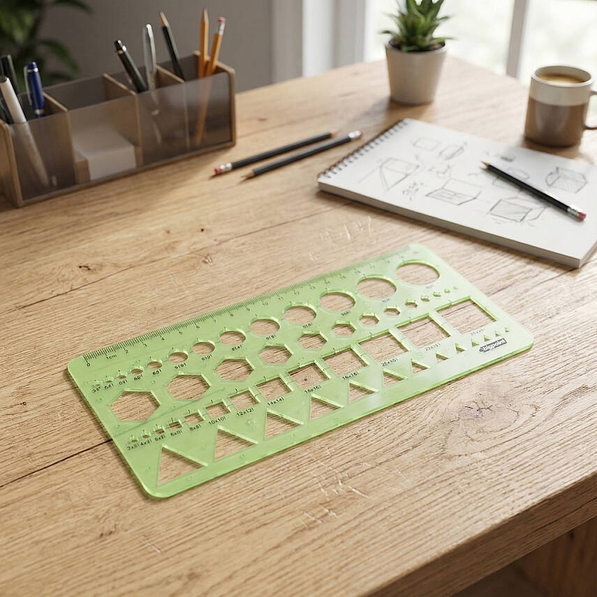 Bigpoint Geometrik Şablon, 13 Şekil, 20 cm Cetvel, Kolay Kırılmaz - 5