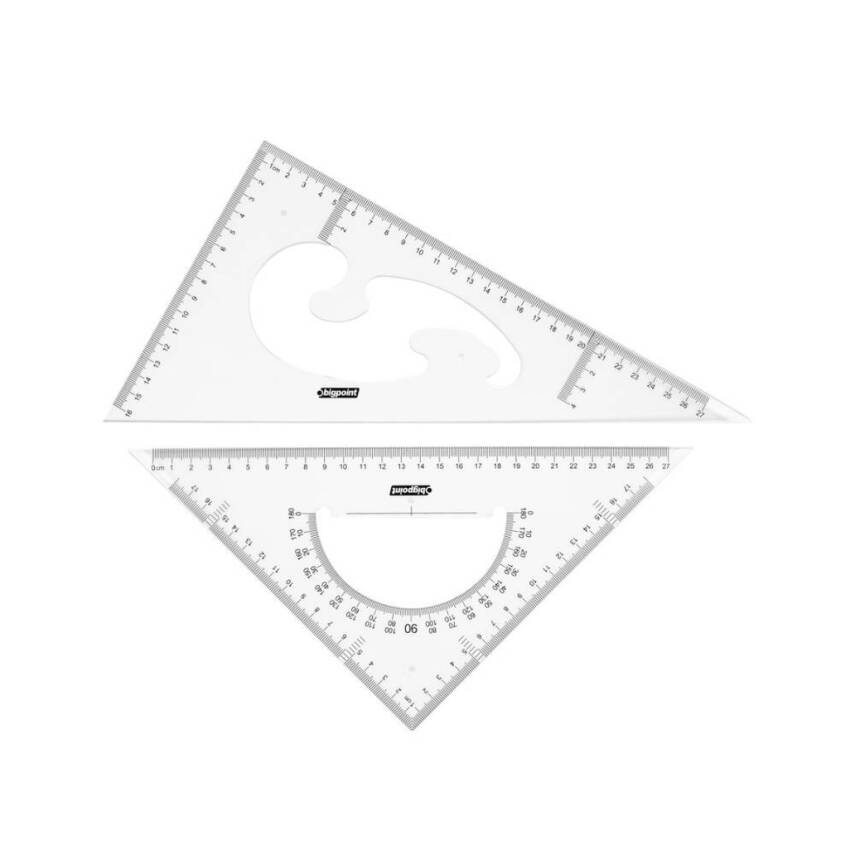 Bigpoint Gönye Seti, Kolay Kırılmaz PS Plastik, 2’li Set, 30 cm - 1