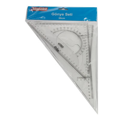 Bigpoint Gönye Seti, Kolay Kırılmaz PS Plastik, 2’li Set, 30 cm - 4