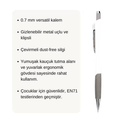 Bigpoint Grip Versatil Kalem, 0.7 mm, Metal Uç, Yumuşak Gövde, Beyaz - 3