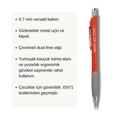 Bigpoint Grip Versatil Kalem, 0.7 mm, Metal Uç, Yumuşak Gövde, Turuncu - 3