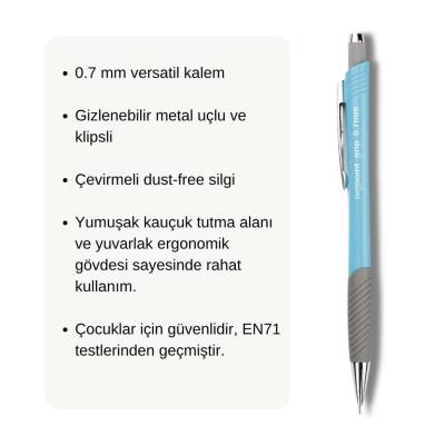 Bigpoint Grip Versatil Kalem, 0.7 mm, Metal Uç,Yumuşak Gövde,Açık Mavi - 3