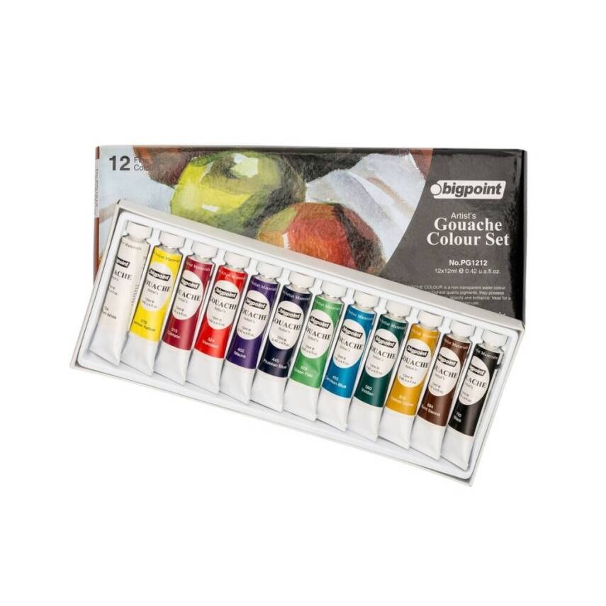 Bigpoint Guaj Boya Seti, 12ml Tüpx12 Renk, Yoğun Pigment, Koyulaşmaz - 1