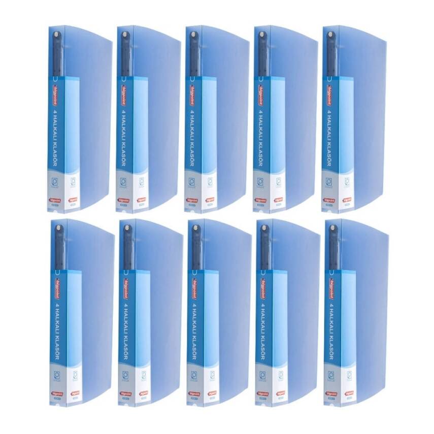 Bigpoint Halkalı Klasör, 10 Adet, 4 Halkalı, 150 A4 Kapasiteli, Mavi - 2