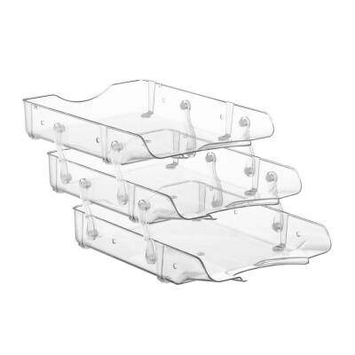 Bigpoint Hareketli 3'lü Evrak Rafı, A4 Boyut, Şeffaf - Bigpoint