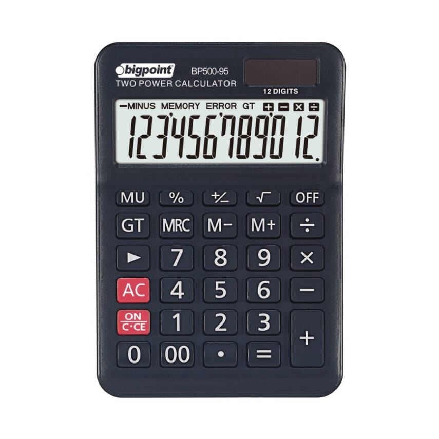 Bigpoint Hesap Makinesi, 12 Haneli, Güneş Enerjili - 1