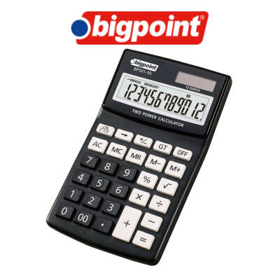 Bigpoint Hesap Makinesi, 12 Haneli, Güneş Enerjili, Siyah - 2