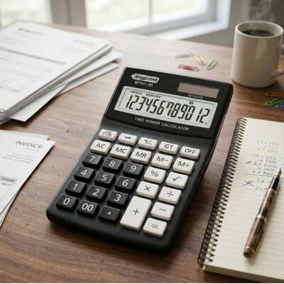 Bigpoint Hesap Makinesi, 12 Haneli, Güneş Enerjili, Siyah - 2