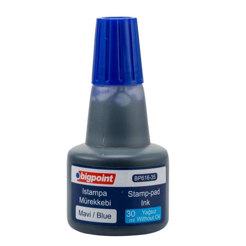 Bigpoint Istampa Mürekkebi, 30 ml, Yağsız, Kalıcı, Kaşe Uyumlu, Mavi - 1