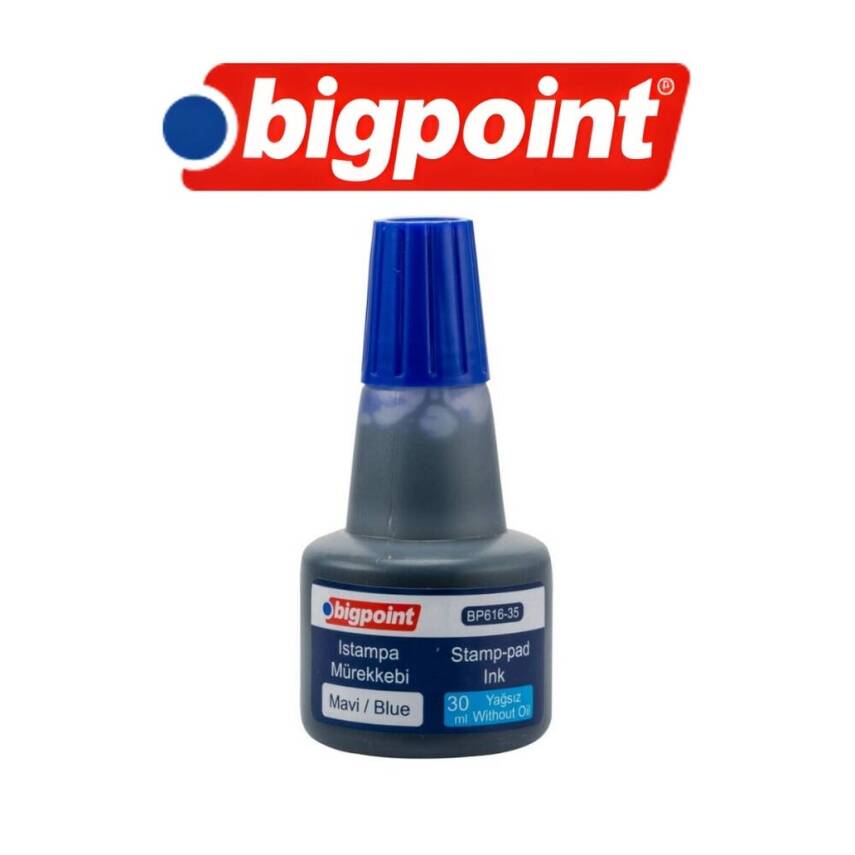 Bigpoint Istampa Mürekkebi, 30 ml, Yağsız, Kalıcı, Kaşe Uyumlu, Mavi - 4