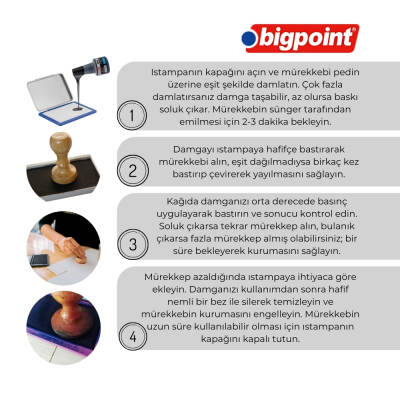 Bigpoint Istampa Mürekkebi, Kaşe ve Istampa Uyumlu,Yağsız,Kalıcı,Siyah - 3