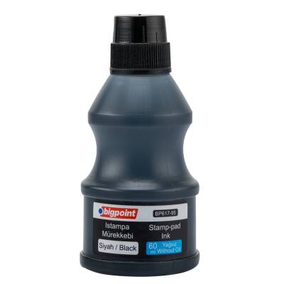 Bigpoint Istampa Mürekkebi, 60 ml, Kaşe ve Istampa Uyumlu,Yağsız,Siyah - 1