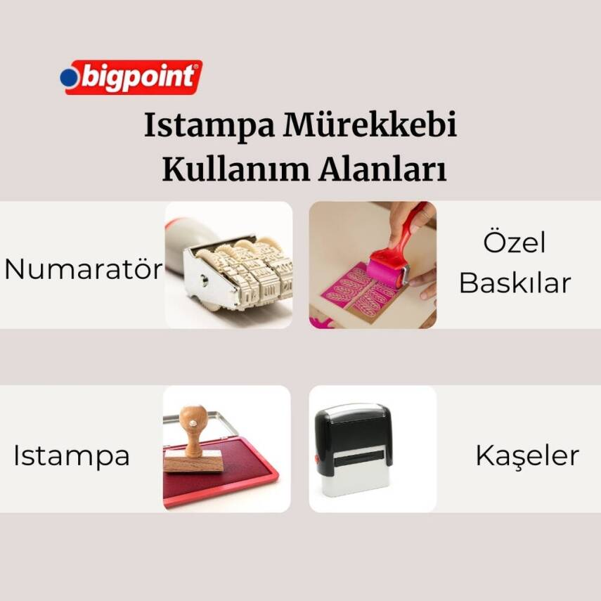 Bigpoint Istampa Mürekkebi, 60 ml, Kaşe ve Istampa İçin, Yağsız, Siyah - 2