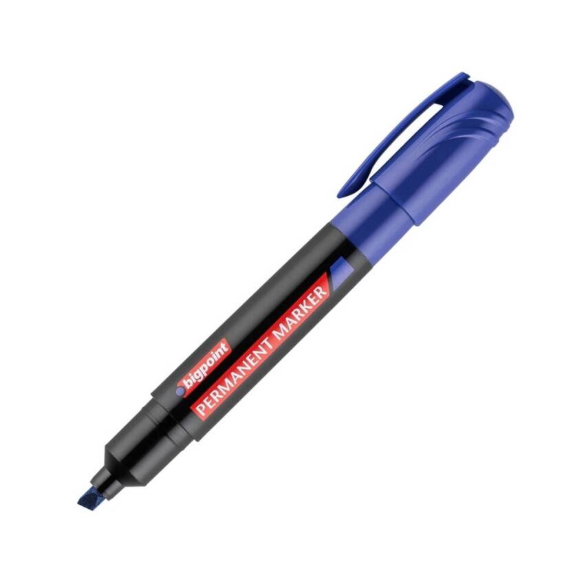 Bigpoint Jumbo Asetat Kalemi, Kesik Uçlu, Hızlı Kuruyan Yapı, Mavi - 1