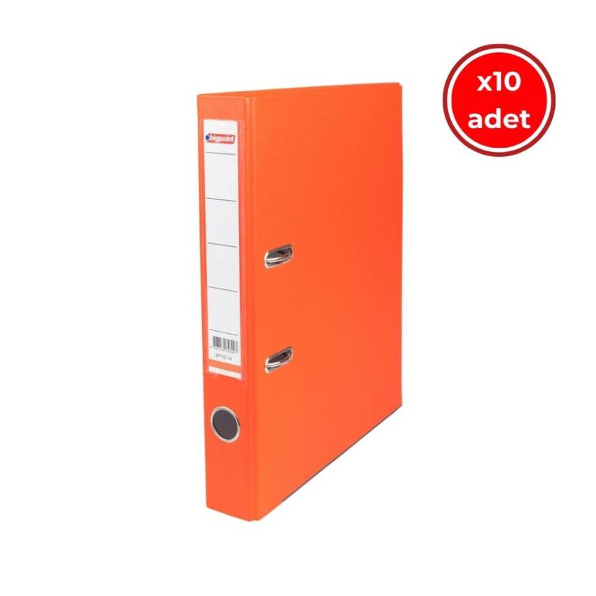 Bigpoint Dar Klasör, 10 Adet, 2 Halkalı, 350 Sayfa Kapasiteli, Turuncu - 1