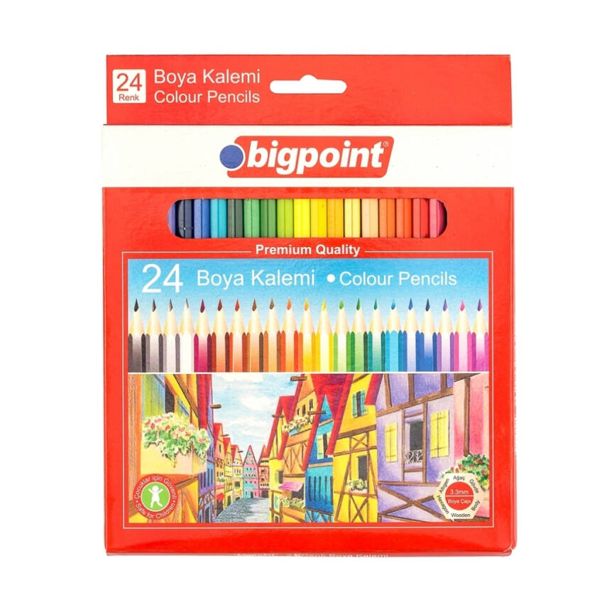 Bigpoint Kuru Boya Kalemi, 24 Renkli, Altıgen Gövdeli - 1