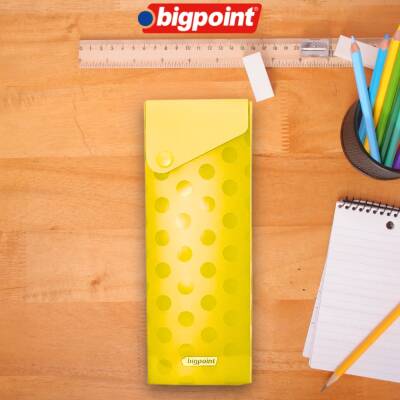 Bigpoint Kutu Kalemlik, Çıtçıtlı Kapak, Kolay Kullanım, Geniş, Sarı - 1