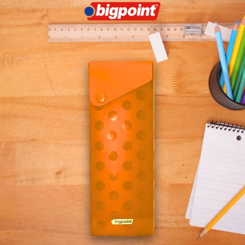 Bigpoint Kutu Kalemlik, Çıtçıtlı Kapak, Kolay Kullanım, Geniş, Turuncu - 1