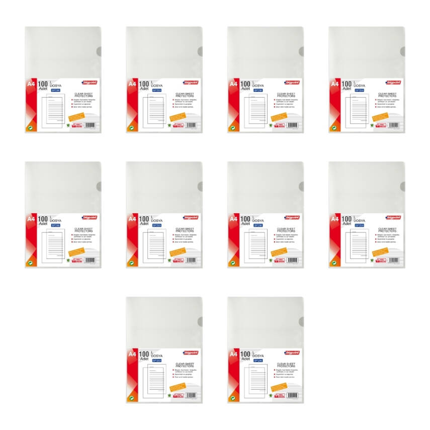 Bigpoint L Dosya, 10 Adet, Standart 90 Mikron, 100'lü, Kolay Arşivleme - 2