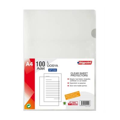 Bigpoint L Dosya, 10 Adet, Standart 90 Mikron, 100'lü, Kolay Arşivleme - 3