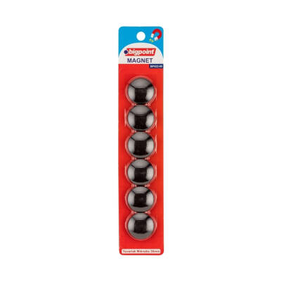 Bigpoint Magnet 30 mm Mıknatıs, Siyah, 6’lı Blister, Plastik Kaplama - 1