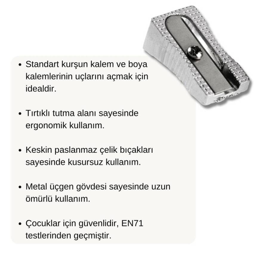 Bigpoint Metal Kalemtıraş, Çelik Bıçaklı, Üçgen, Kolay Tutuşlu - 2