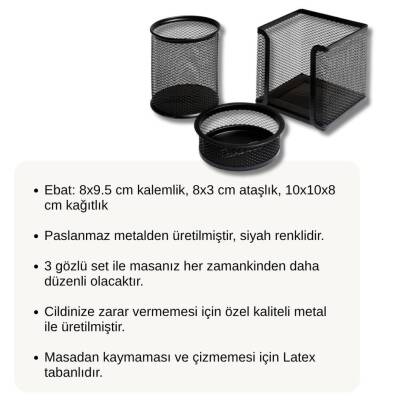 Bigpoint Metal Masa Düzenleyici Set, 3’lü, Kaydırmaz Tabanlı, Siyah - 2