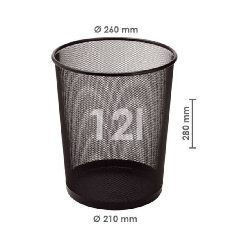 Bigpoint Metal Perfore Çöp Kovası, Büyük Boy, Siyah, 12 L, Paslanmaz - 2