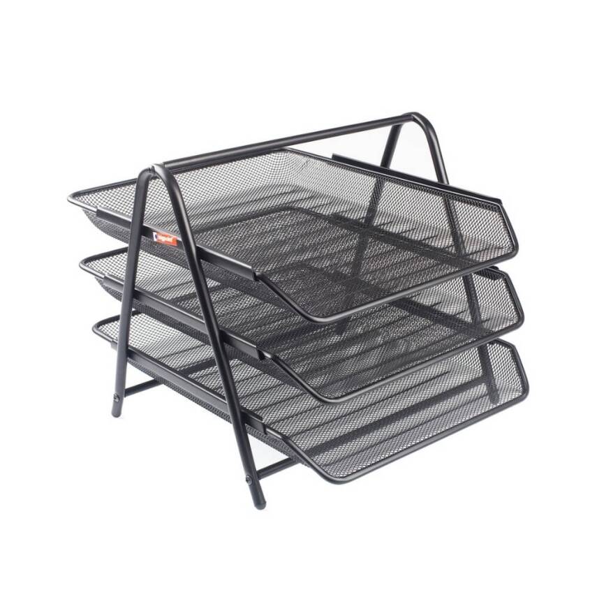 Bigpoint Metal Perfore Evrak Rafı, 3’lü, Siyah, Dayanıklı, A4, Letter - 1