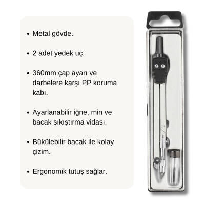 Bigpoint Metal Pergel Seti, Ayarlanabilir, 2 Yedek Uçlu, Tek Ayaklı - 4