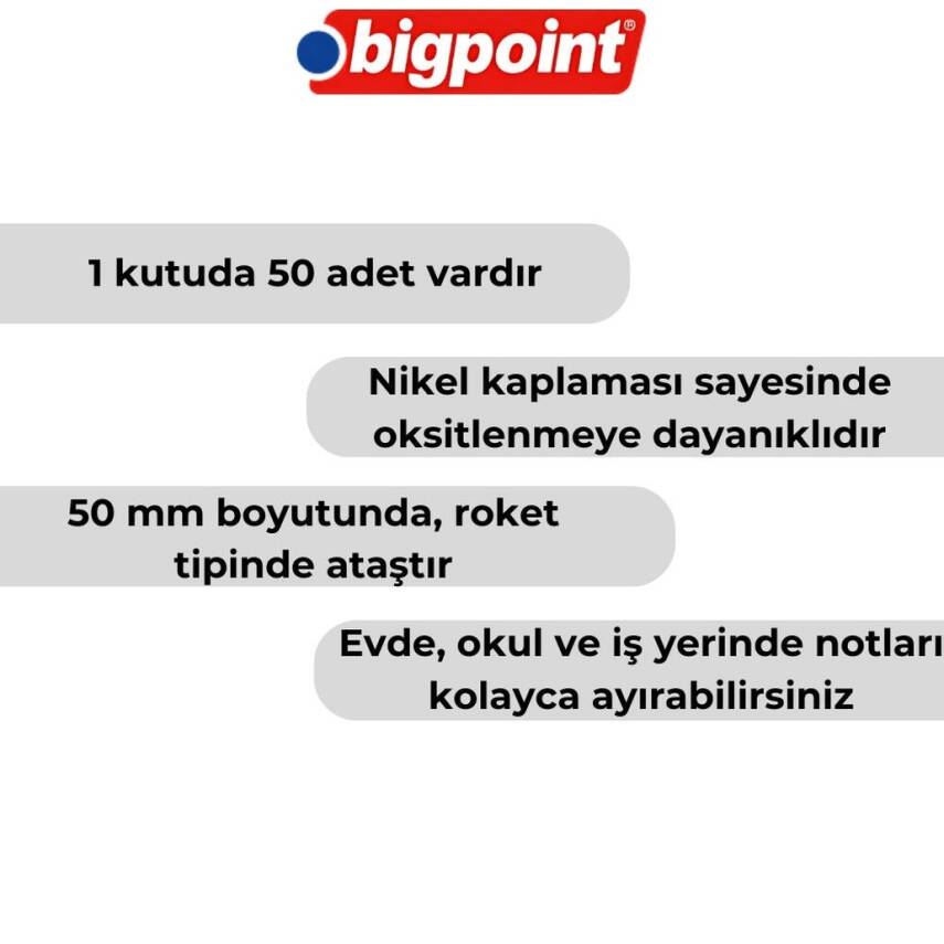 Bigpoint Nikel Ataş No:5, 50 mm, Oksitlenme Önleyici, Roket Tipi - 2