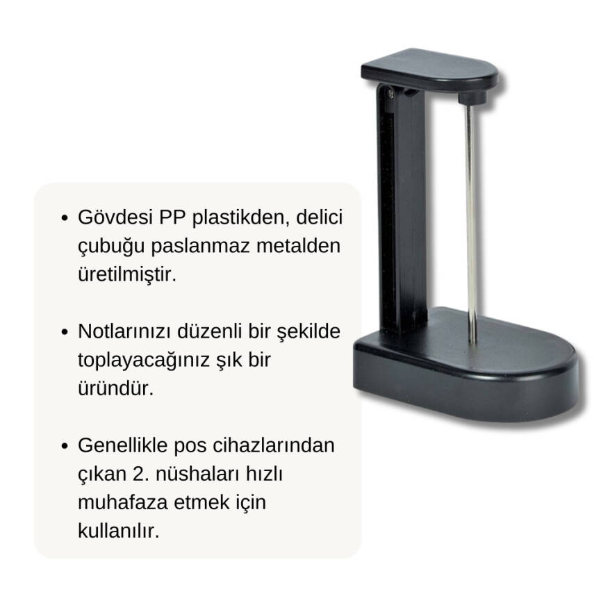 Bigpoint Not Kağıdı Tutacağı, Paslanmaz İğneli, Fiş Tutucu, Siyah - 3