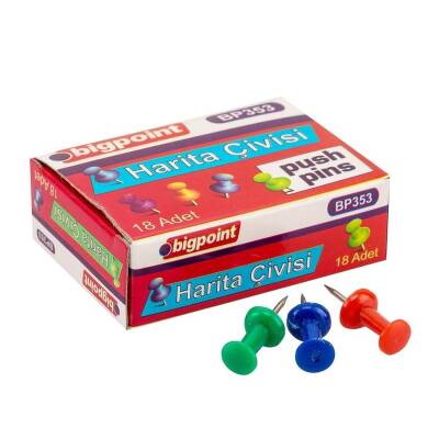 Bigpoint Pano Çivisi Paketi, 18’li Paket, Harita ve Mantar Pano Uyumlu - Bigpoint