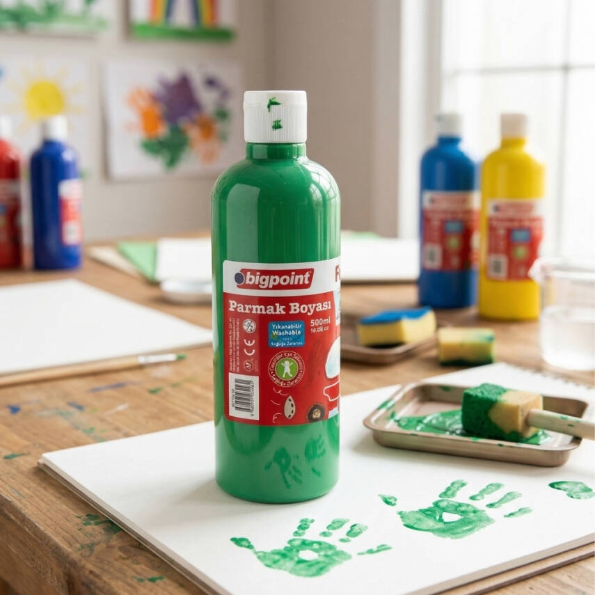 Bigpoint Parmak Boyası, 500 ml, Güvenli, Parmak ve Fırça Uyumlu, Yeşil - 3