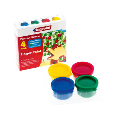 Bigpoint Parmak Boyası Seti, 4 Renkli, Güvenli, Fırça ve Parmak Uyumlu - Bigpoint