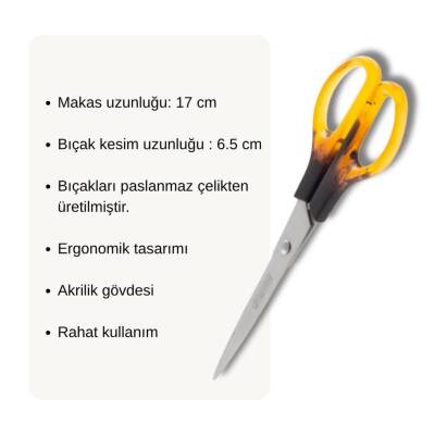 Bigpoint Paslanmaz Çelik Makas 17 cm, Ofis ve Kırtasiye İçin Uygun - 3