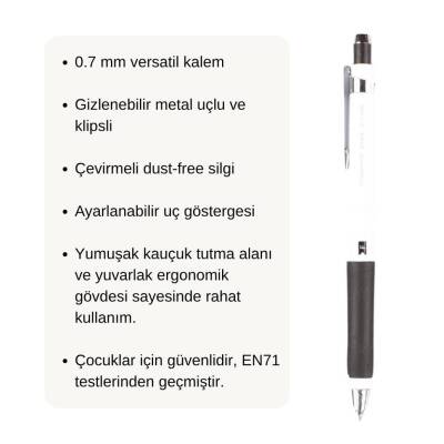 Bigpoint Plus Versatil Kalem, 0.7 mm, Metal Uç, Yumuşak Gövde, Beyaz - 3