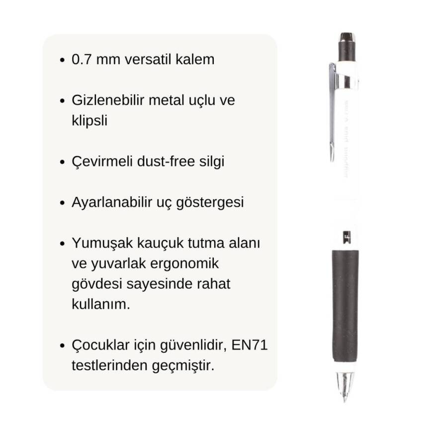 Bigpoint Plus Versatil Kalem, 0.7 mm, Metal Uç, Yumuşak Gövde, Beyaz - 3