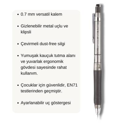 Bigpoint Plus Versatil Kalem, 0.7 mm, Metal Uç, Yumuşak Gövde, Gri - 3