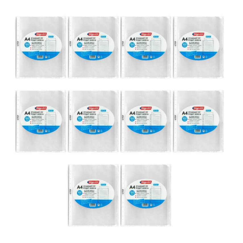 Bigpoint Poşet Dosya, 10 Adet, 60 A4 Kapasite, 100'lü Paket, Şeffaf - 2