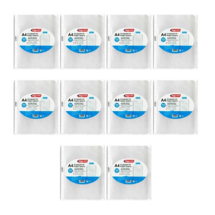 Bigpoint Poşet Dosya, 10 Adet, 60 A4 Kapasite, 100'lü Paket, Şeffaf - 2